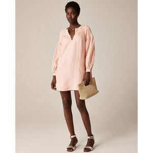J. Crew Gathered popover dress in linen Peach Clay Size XS NWT CJ500